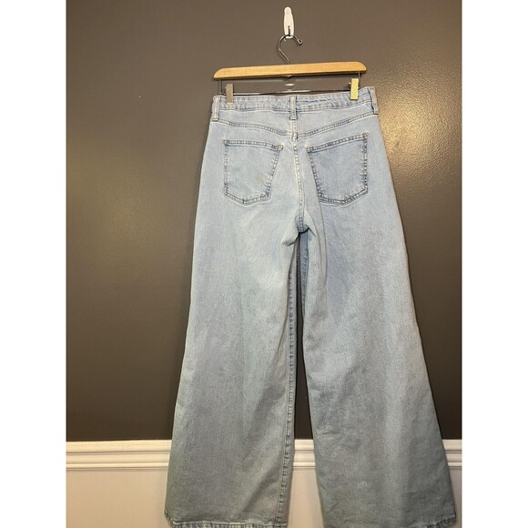 A New Day Jeans Womens 6 28R Light Wash Wide Leg Stretch Denim Blue Casual - Picture 4 of 8